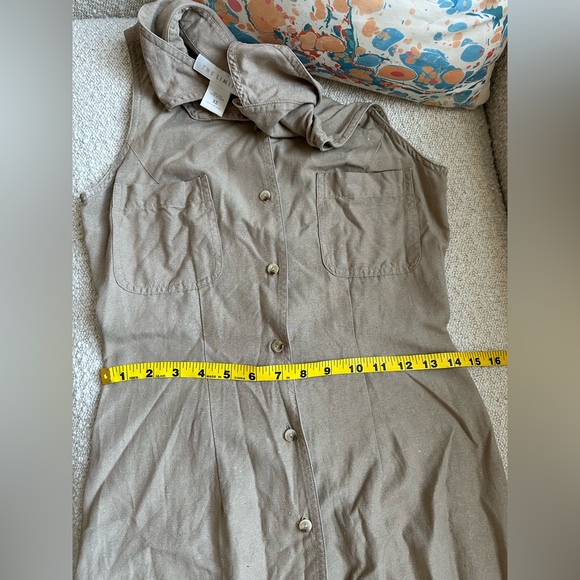 Vintage The Limited Raw Silk Long Slit Button Up Dress Tan Khaiki XS - Picture 10 of 12